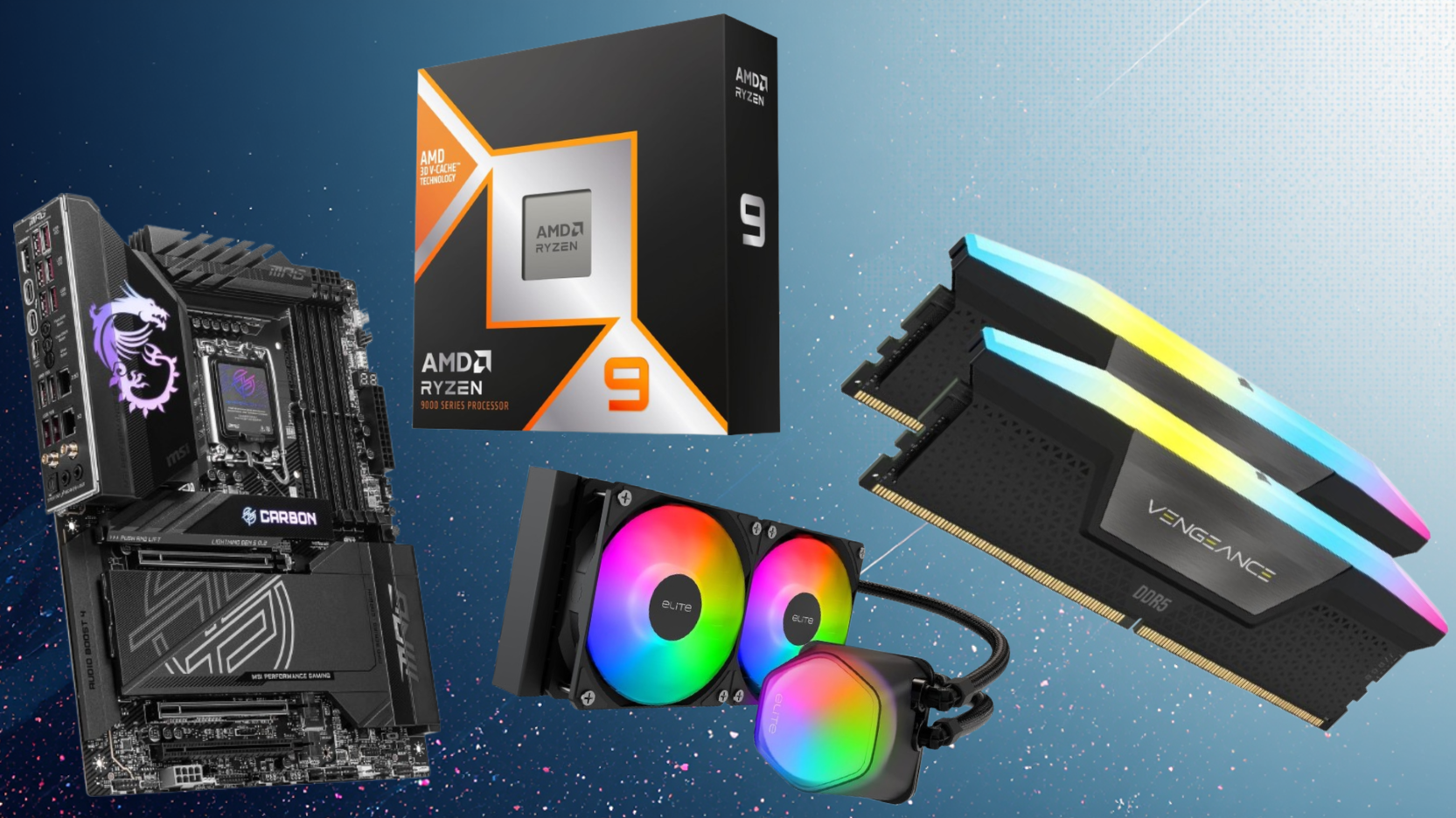 Save $260 on this high-end AM5 gaming combo from Newegg — just $1,345.99 buys a Ryzen 9 9950X3D, 32GB Corsair DDR5 RAM, MSI X870E Carbon Wifi motherboard, along with a free 240mm AIO and AMD game bundle