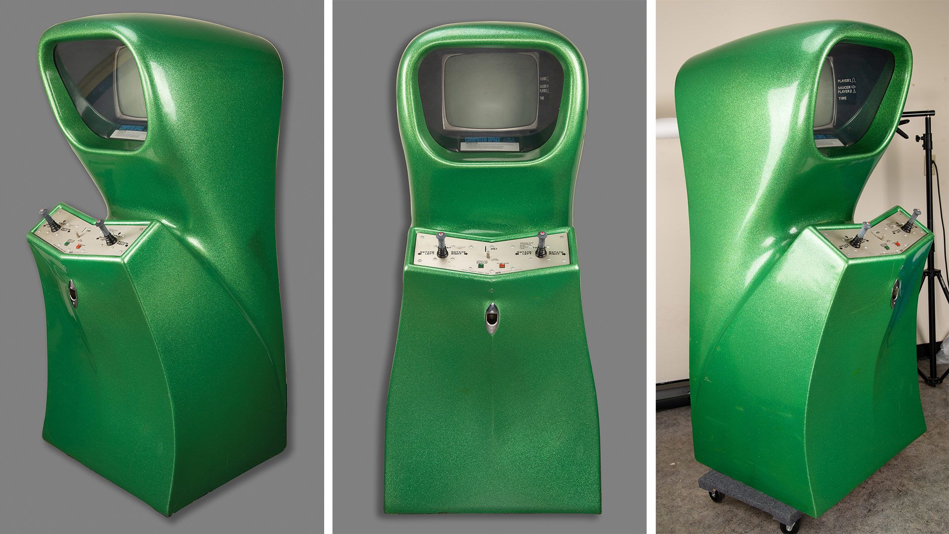 Functioning version of ‘the first arcade video game ever created’ heads to auction with $200,000 estimate — green sparkle 2-player edition of Computer Space hails from 1973