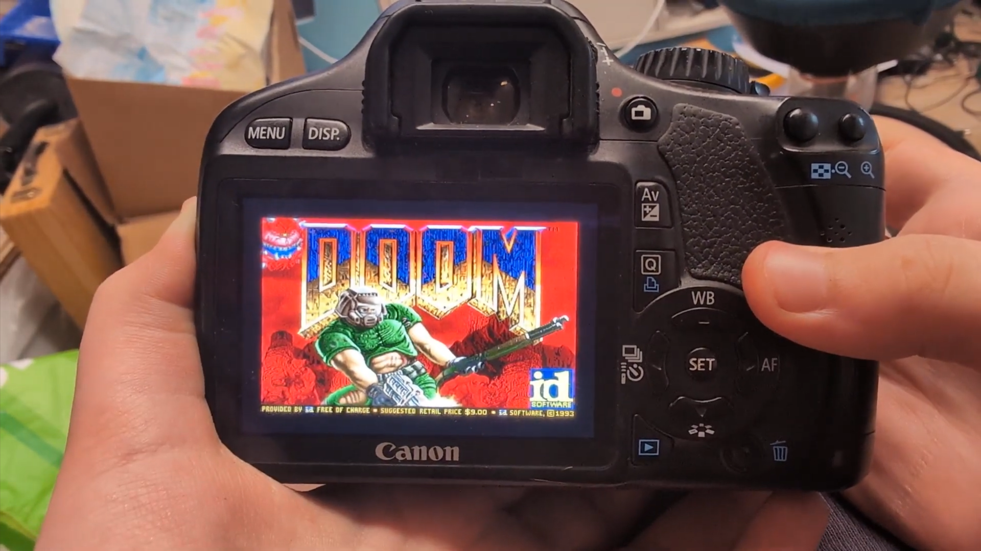 GitHub programmer ports playable Doom to DSLR camera with 3-inch TFT LCD display — Canon EOS 550D with open-source Magic Lantern firmware uses camera’s button as controls, even plays sound