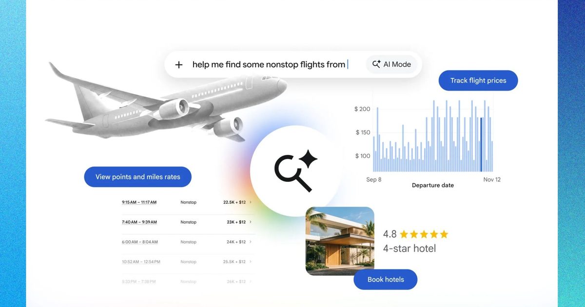 Google AI Mode can now tell you when flights get cheaper and book your hotel