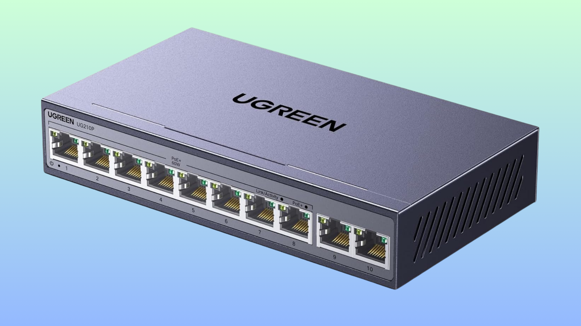 Grab this 10-port gigabit PoE+ switch with up to 60W of power for under $38, a new record low — Ugreen switch upgrades your home network with eight power-delivery ports for cameras and Wi-Fi extenders