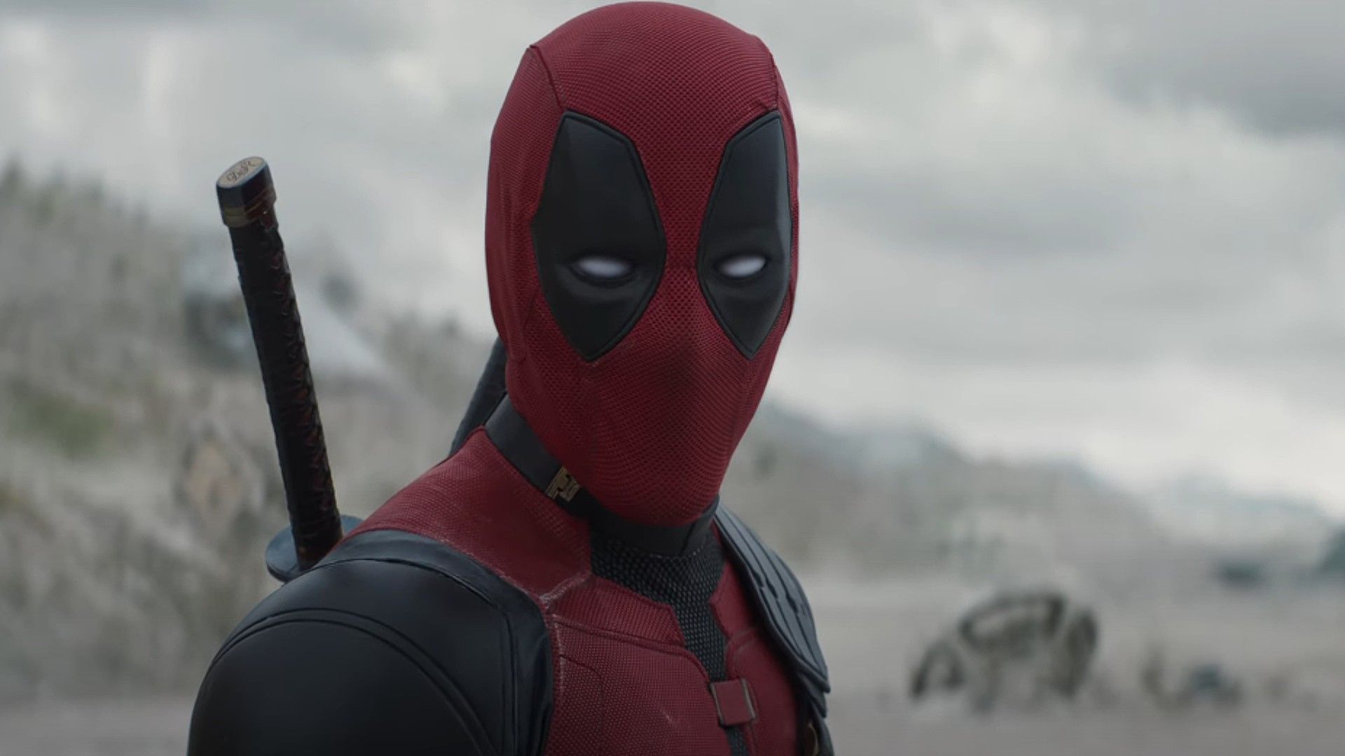 Ryan Reynolds suited up as Deadpool on the set of an Apple TV movie for Deadpool & Wolverine pick-ups