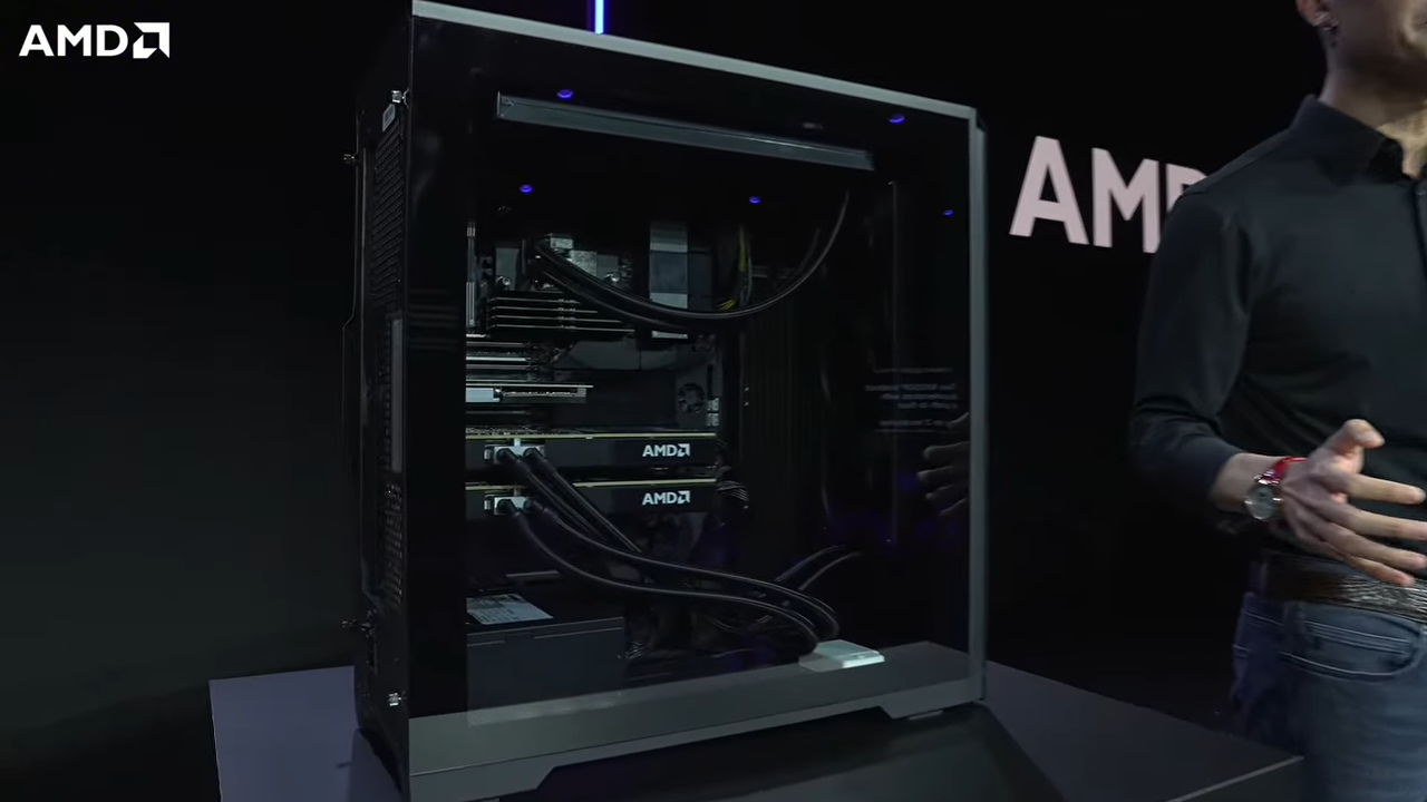 AMD unveils Threadripper Halo Station, an AI workstation packing 96 cores and dual liquid-cooled MI350P accelerators — ‘the most powerful workstation in the world’ can run trillion-parameter models, says AMD