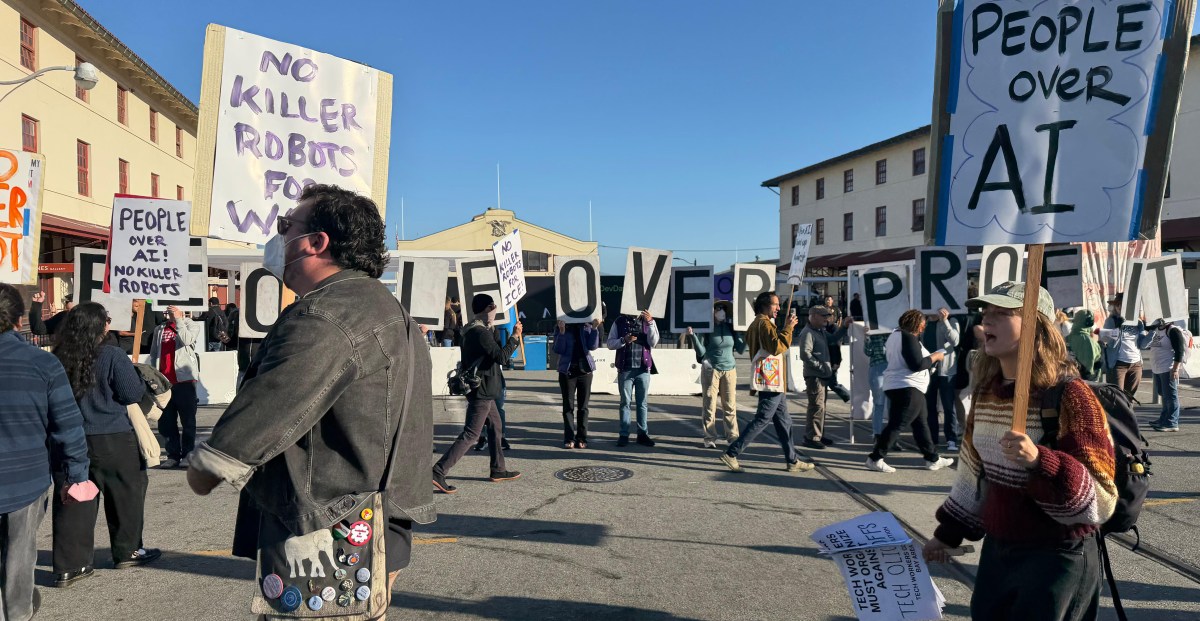 Protesters gather at OpenAI’s DevDay
