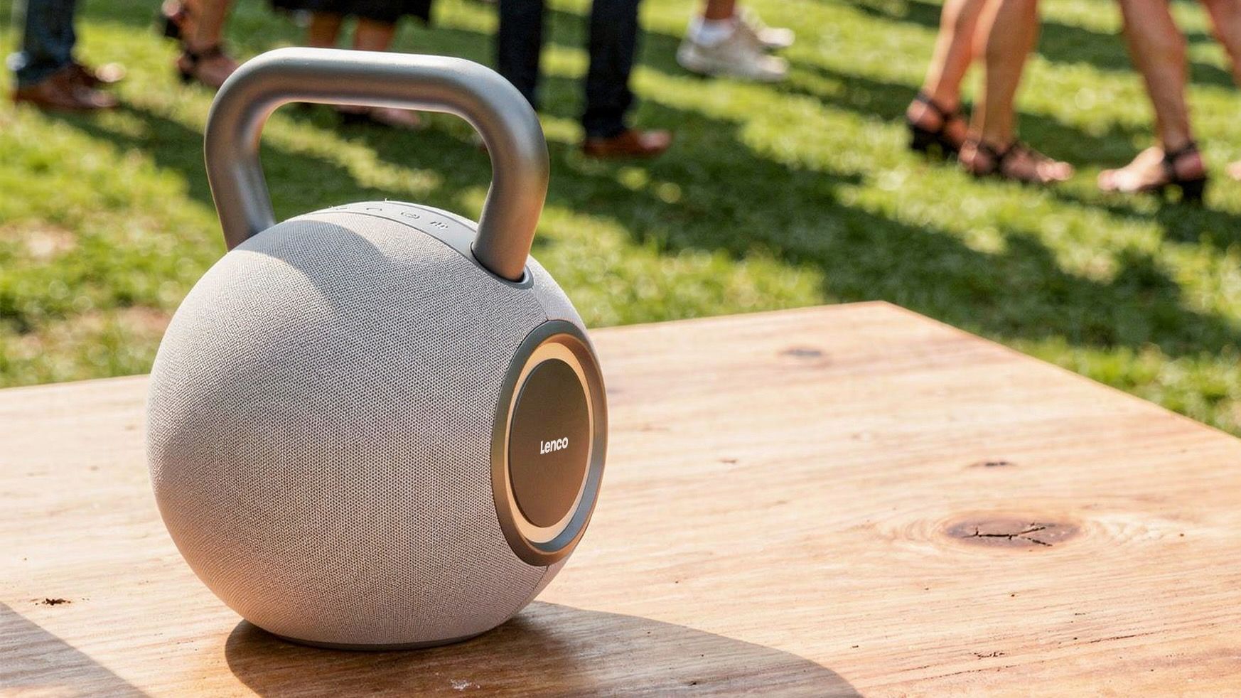 Turntable brand Lenco’s new kettlebell-shaped Bluetooth speaker fires out sound in every direction