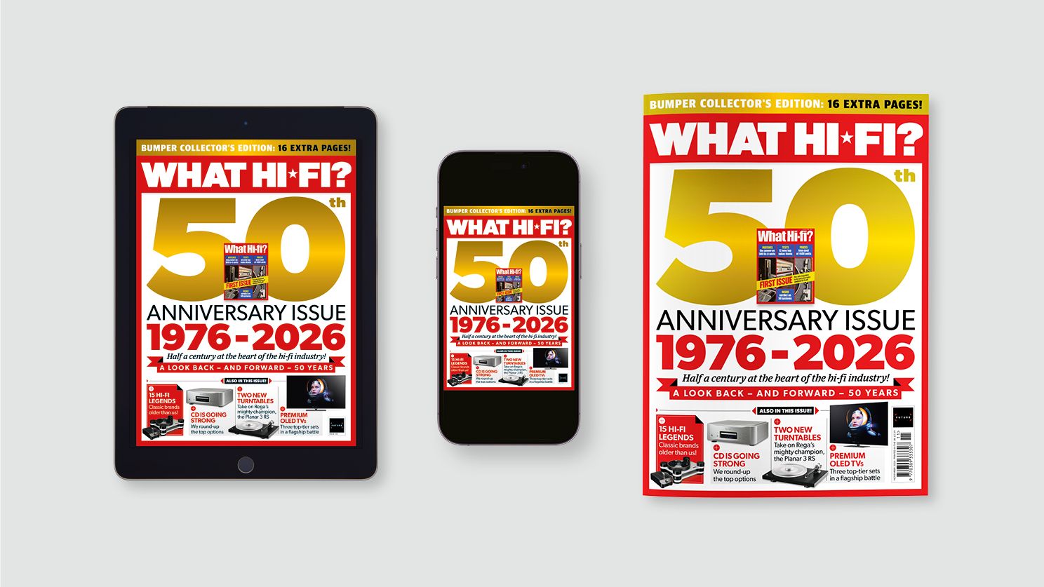 The 50th Anniversary issue of What Hi-Fi? is out now, and it’s a beauty!