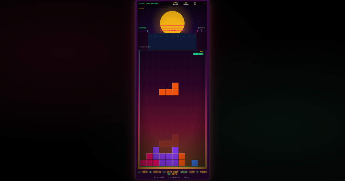 An artist made a Tetris game where you build bridges instead of walls, in response to the White House’s Tetris parody