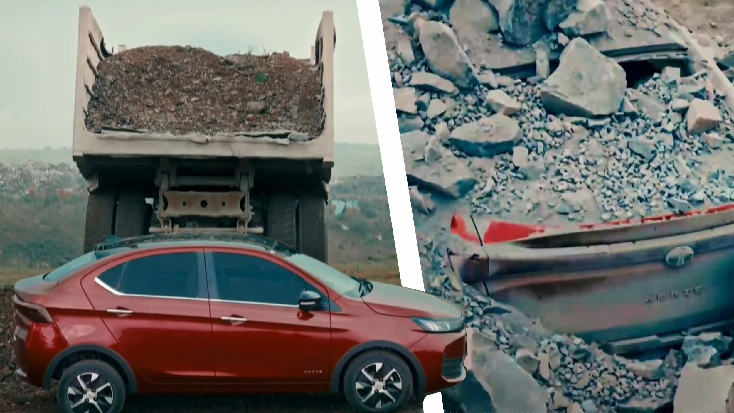 Tata Buried Its New $5.5K Sedan Under 20 Tons Of Gravel To Prove A Point | Carscoops
