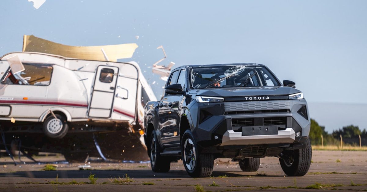 Toyota dropped a 1,675 lb caravan on its electric truck, and it drove off unfazed [Video]