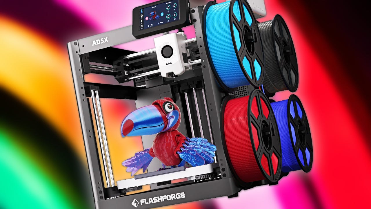 The FlashForge AD5X Multi-Color Mixed Material 3D Printer Drops to $210 Shipped at AliExpress Compared to $350 on Amazon