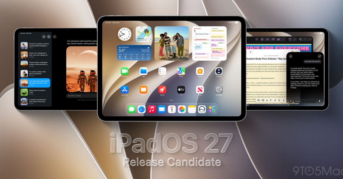 Apple releases iPadOS 27 RC, plus watchOS 27 and more – 9to5Mac