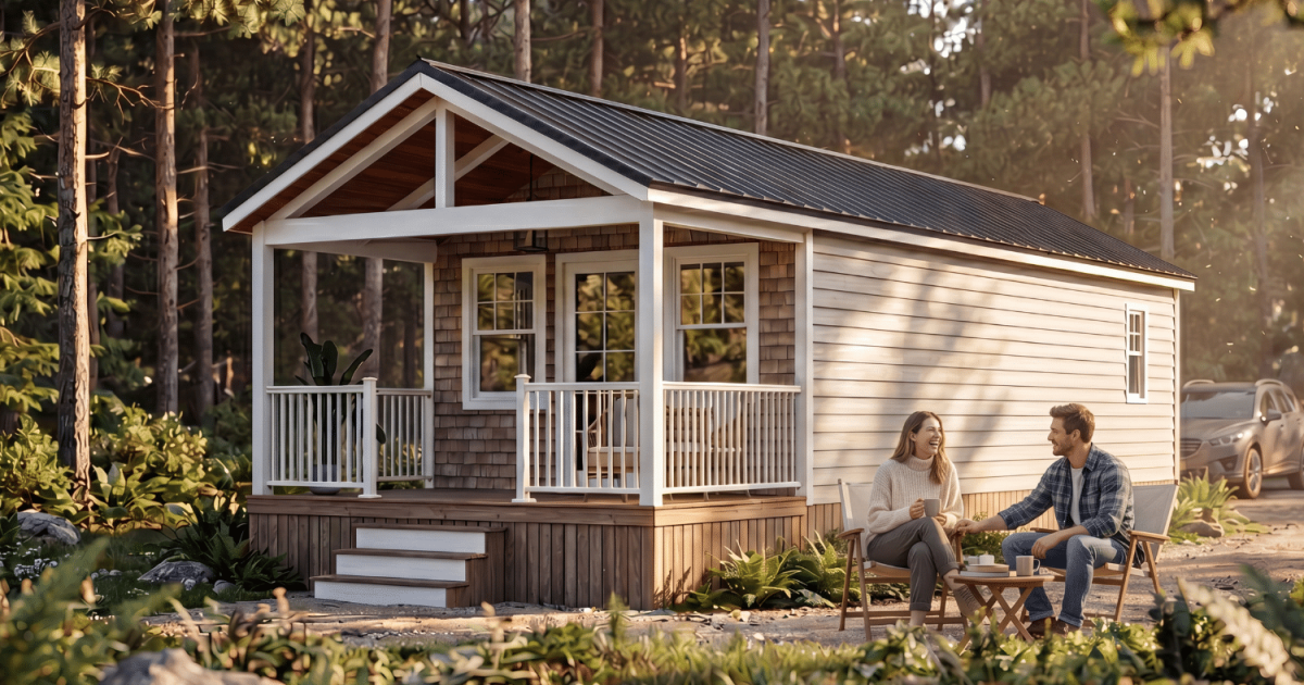 Single-level tiny house creates spacious cottage living on wheels