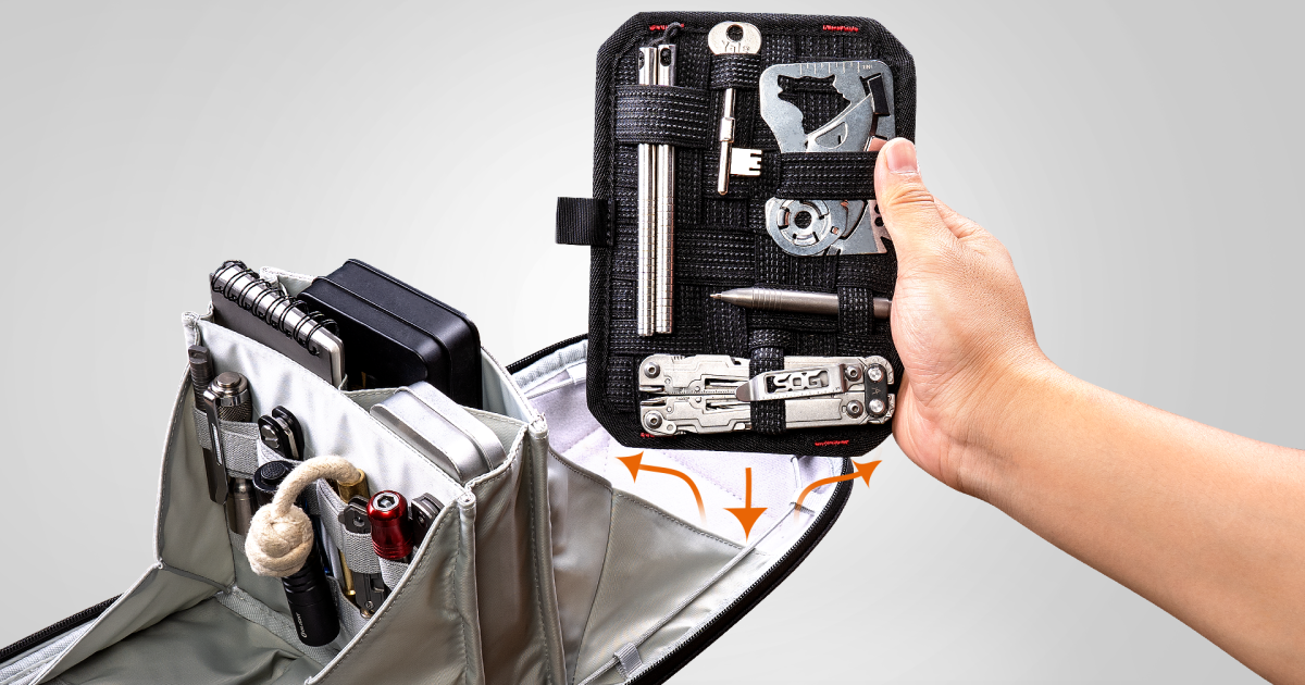 Modular pouch unfolds into a mobile EDC workstation