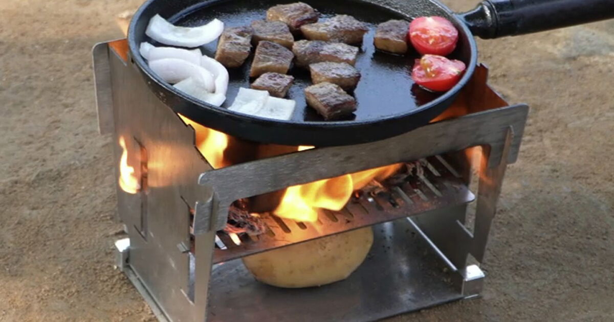 Flat-pack titanium stove brings active heat control to your campsite