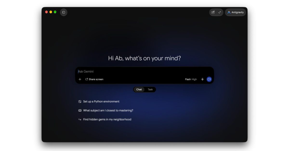 Google Antigravity is now built into Gemini app for macOS