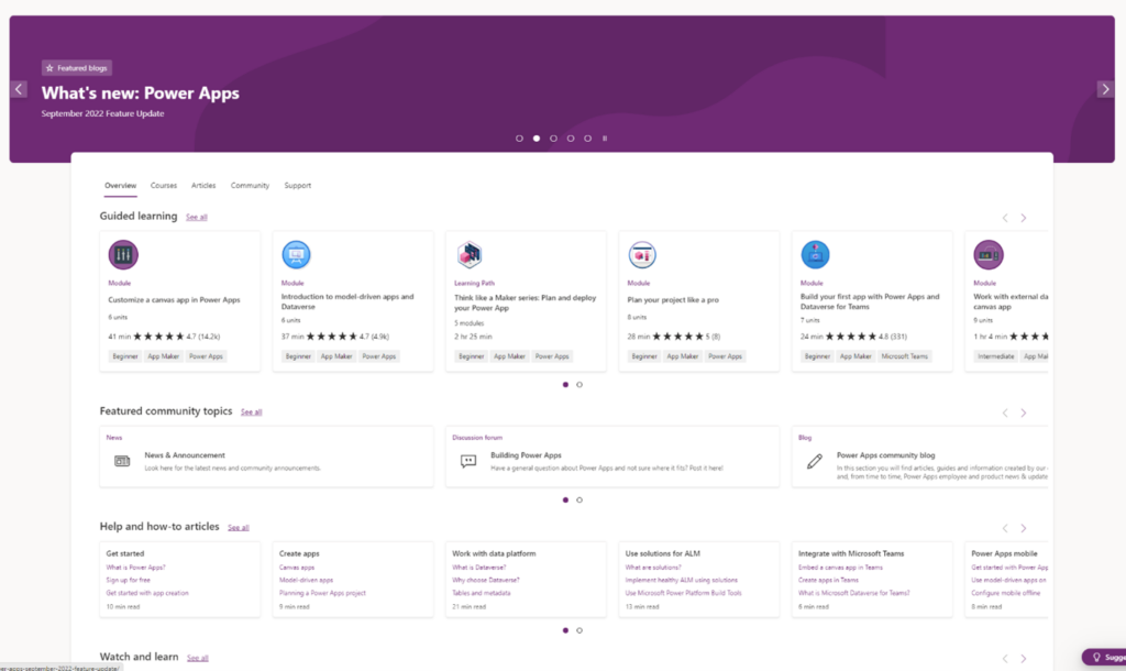 Update: Release of Modern Learn page in Power Apps! – Microsoft Power Platform Blog