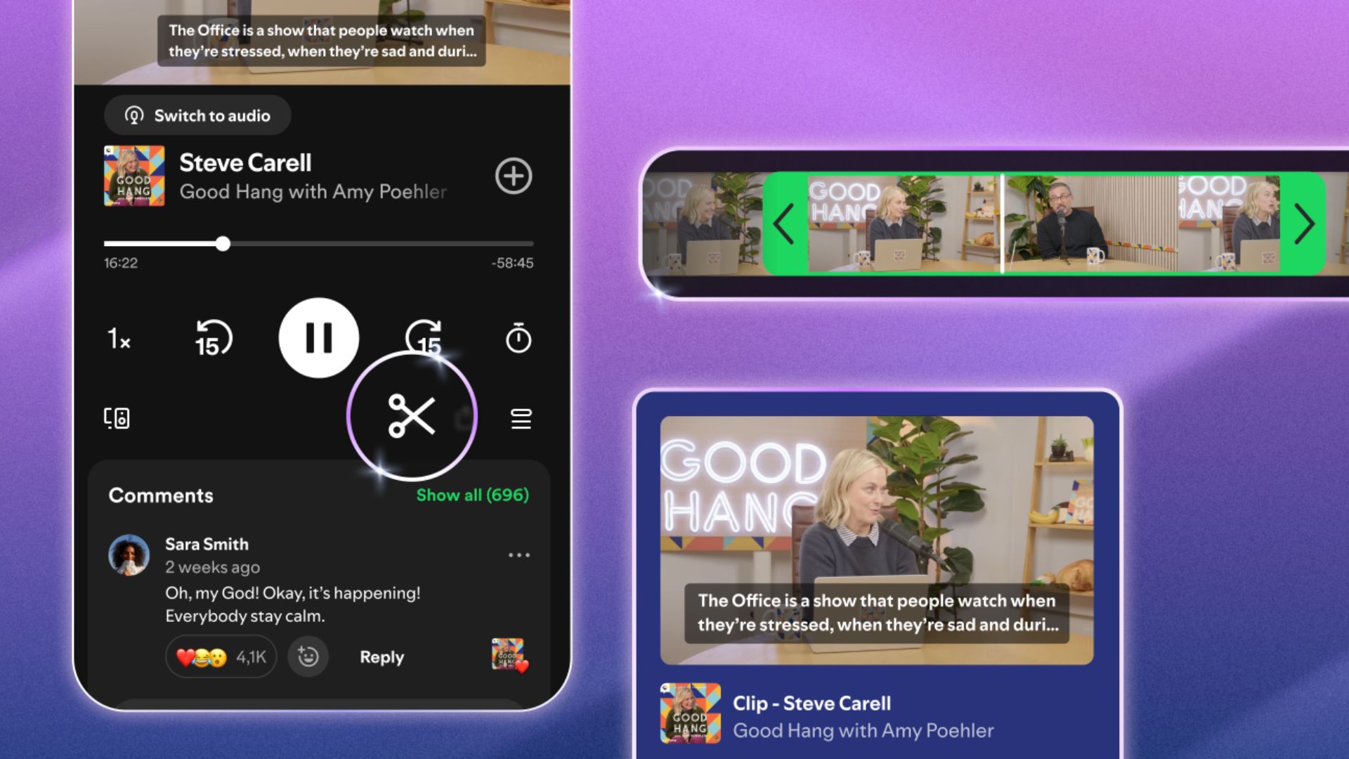 Spotify’s latest update turns funny podcast moments into bite-size clips