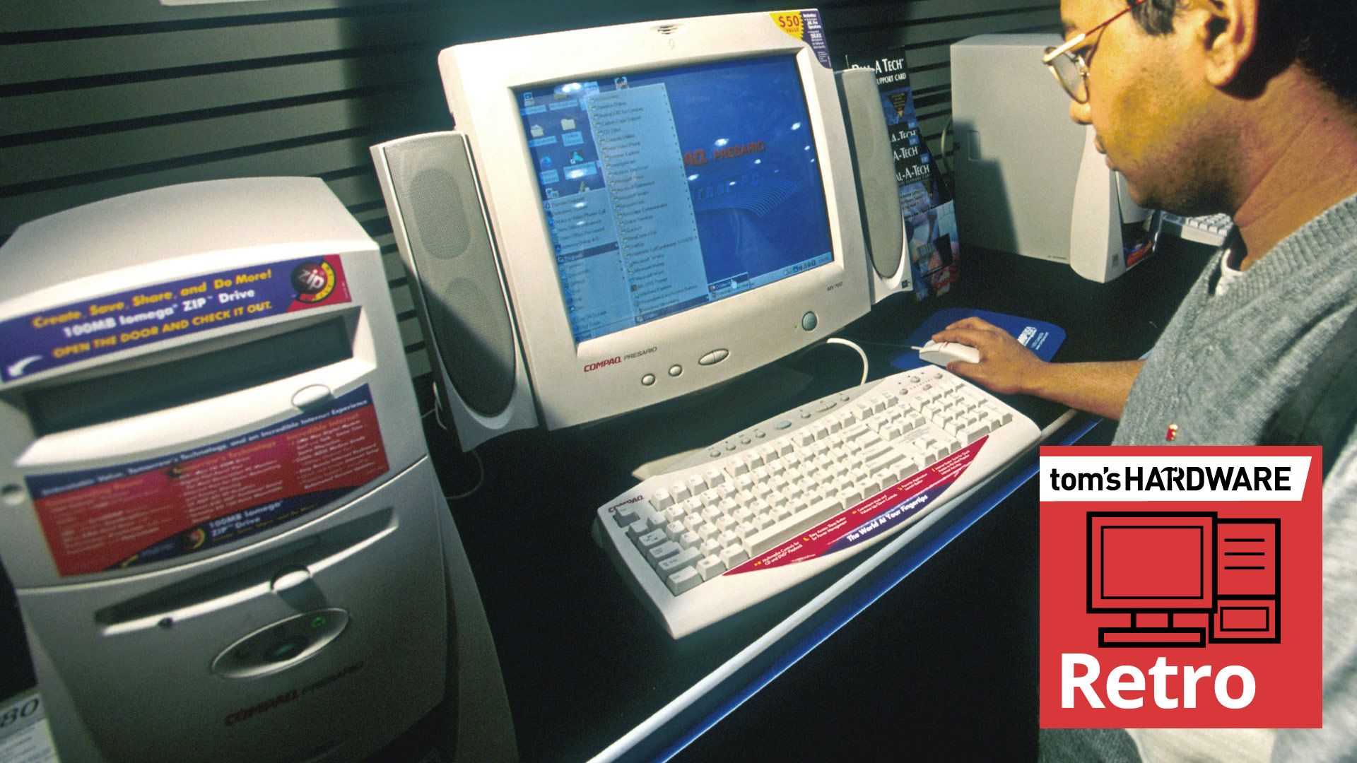 Rare archival footage tours the CompUSA NYC store in November 2000 — soak up some Y2K Pentium III, Athlon, PowerPC, Windows Me, chunky laptop, and bulging CRT nostalgia in glorious 360p