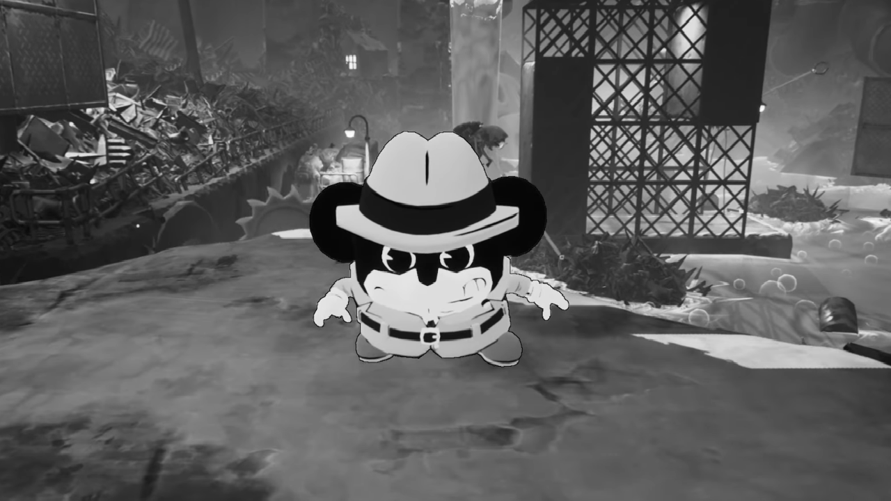 The mouse P.I. for hire from Mouse: P.I. For Hire joins the meat boy from Super Meat Boy 3D in gaming’s latest indie crossover