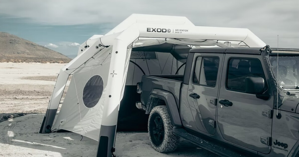 Inflatable exo-tent airs into 10-person base camp command center
