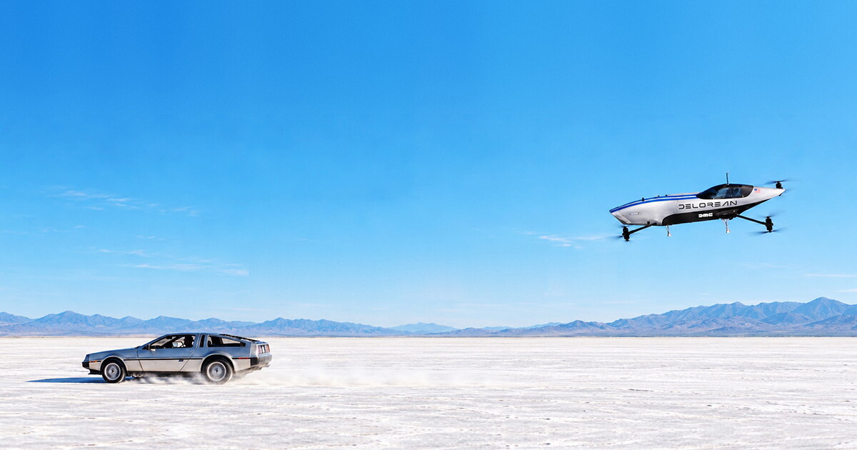 DeLorean climbs skyward to race electric flying cars