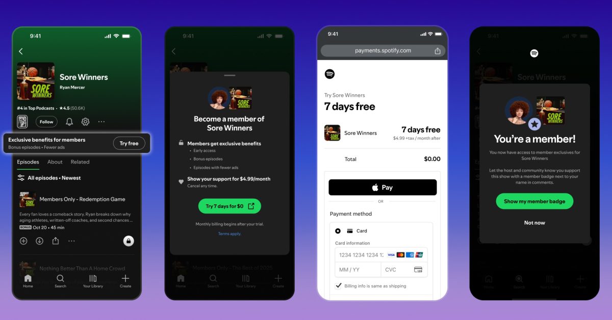 Spotify podcast memberships let you support your favorite shows and get added perks